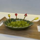 Prato Travessa Funda Cerâmica Folha de Banana Leaf Verde 30 cm - Ela Decora